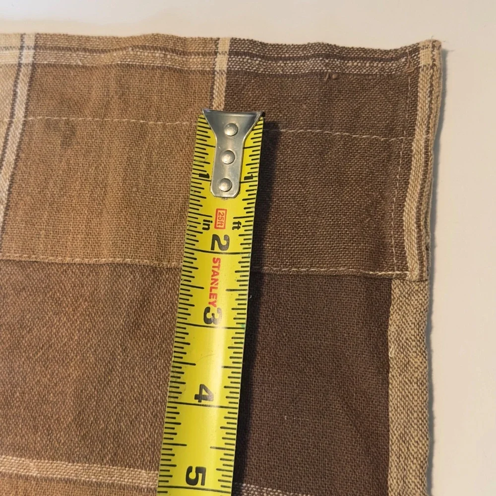 Lot of 3 Cotton Valances Brown Tan Plaid Farmhouse Rustic 62x13.5 Modern Country